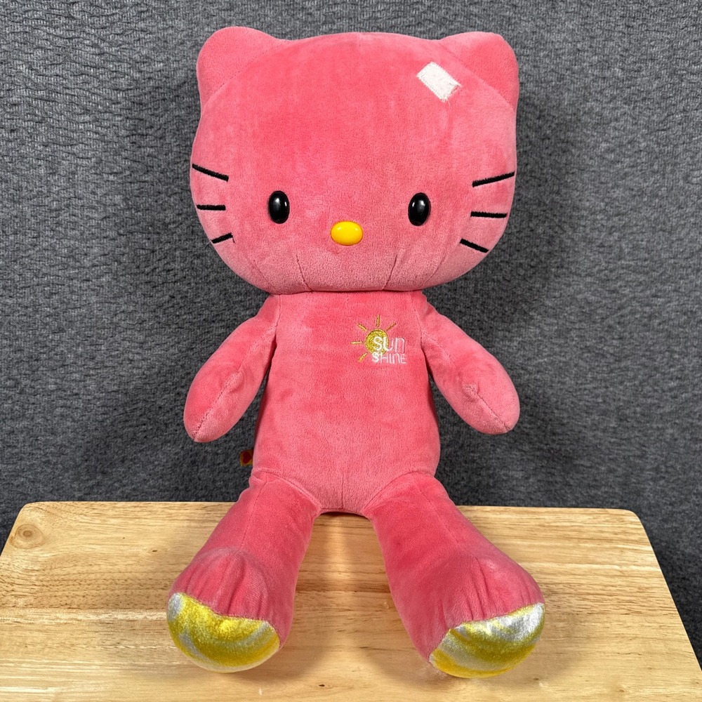 Build A Bear Hello Kitty Plush Unisex 18" Pink Sunshine Embroidered Toy